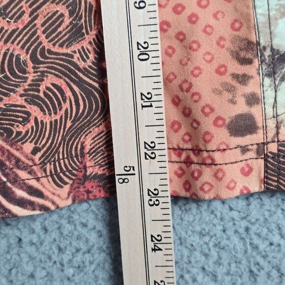 Maggy London Coral Patchwork Cotton Tropical Zip Front Vintage Y2K Jacket 12 - Picture 8 of 10